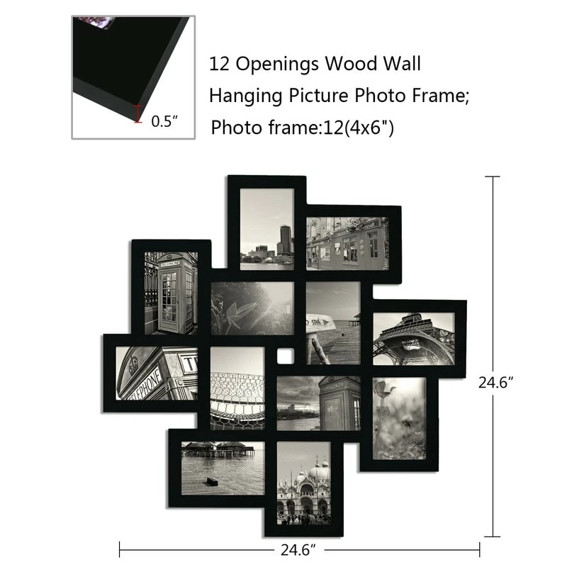 Discount ๐ Adeco 12 Opening 4 X 6" Black Collage Wall Picture Frame ๐ 8 Discount ๐ Adeco 12 Opening 4 X 6" Black Collage Wall Picture Frame ๐ - Image 6