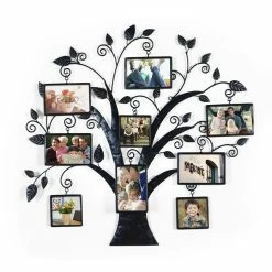 Hot Sale ๐ฏ ADECO 9 Openings Tree Picture Frame Collage Metal Wall Hanging Photo ๐