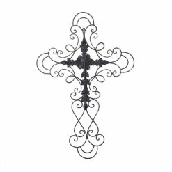 Best Pirce 🎁 ADECO Art Rustic Cross Home Decor 3D Black Scrolled Metal Wall Sticker 💯 -Adeco Shop ADECO Art Rustic Cross Home Decor 3D Black Scrolled Metal Wall Sticker 2