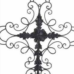 Best Pirce 🎁 ADECO Art Rustic Cross Home Decor 3D Black Scrolled Metal Wall Sticker 💯 -Adeco Shop ADECO Art Rustic Cross Home Decor 3D Black Scrolled Metal Wall Sticker 3