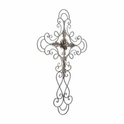 Best Pirce 🎁 ADECO Art Rustic Cross Home Decor 3D Black Scrolled Metal Wall Sticker 💯 -Adeco Shop ADECO Art Rustic Cross Home Decor 3D Black Scrolled Metal Wall Sticker 4