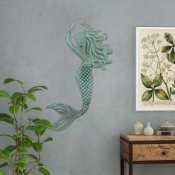 Coupon 😉 ADECO Blue Mermaid Metal Wall Art Decor For Home Garden Living Room 🔔 -Adeco Shop ADECO Blue Mermaid Metal Wall Art Decor for Home Garden Living Room 10