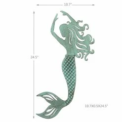 Coupon 😉 ADECO Blue Mermaid Metal Wall Art Decor For Home Garden Living Room 🔔 -Adeco Shop ADECO Blue Mermaid Metal Wall Art Decor for Home Garden Living Room 3