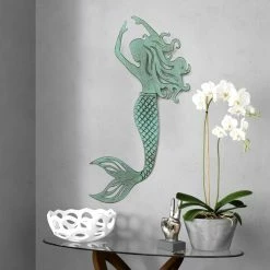 Coupon 😉 ADECO Blue Mermaid Metal Wall Art Decor For Home Garden Living Room 🔔 -Adeco Shop ADECO Blue Mermaid Metal Wall Art Decor for Home Garden Living Room 9