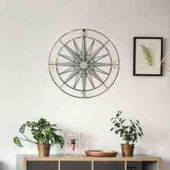 Discount ๐ ADECO Compass Decor Metal Wall Hanging Art For Nature Home Gift ๐