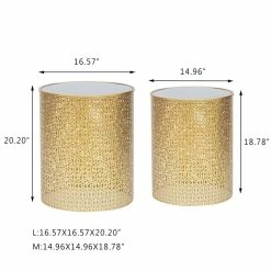 New ⌛ Adeco End Table Set Of 2 Coffee Nightstand Accent Nesting Side Stool - Set Of 2 🌟 -Adeco Shop ADECO End Table Set of 2 Coffee Nightstand Accent Nesting Side Stool 4