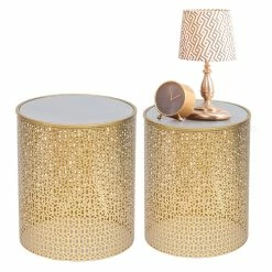 New ⌛ Adeco End Table Set Of 2 Coffee Nightstand Accent Nesting Side Stool - Set Of 2 🌟 -Adeco Shop ADECO End Table Set of 2 Coffee Nightstand Accent Nesting Side Stool 5
