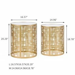 Best deal 🔔 ADECO End Table Set Of 2 Gold Accent Side Coffee Nightstand Stool Black&gold 🔥 -Adeco Shop ADECO End Table Set of 2 Gold Accent Side Coffee Nightstand Stool 3