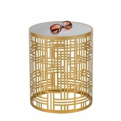 Best deal 🔔 ADECO End Table Set Of 2 Gold Accent Side Coffee Nightstand Stool Black&gold 🔥 -Adeco Shop ADECO End Table Set of 2 Gold Accent Side Coffee Nightstand Stool 6
