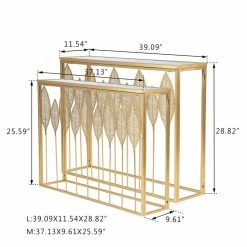 Cheap ๐ฅฐ ADECO End Table Set Of 2 Gold Leaves Accent Coffee Nightstands Stool ๐ฅฐ 19 Cheap ๐ฅฐ ADECO End Table Set Of 2 Gold Leaves Accent Coffee Nightstands Stool ๐ฅฐ -Adeco Shop ADECO End Table Set of 2 Gold Leaves Accent Coffee Nightstands Stool 2