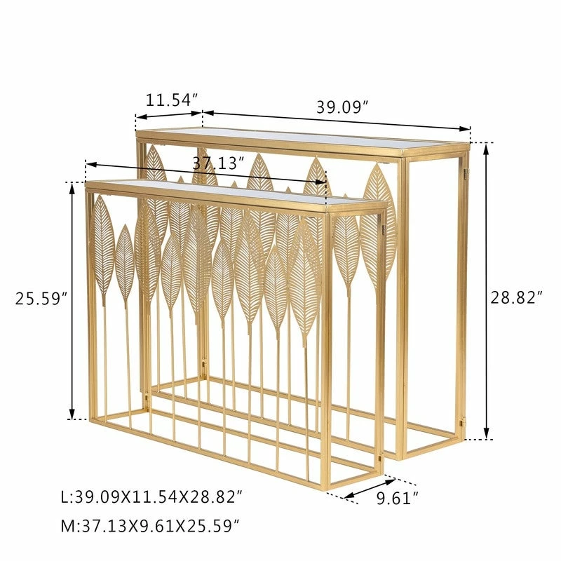Cheap ๐ฅฐ ADECO End Table Set Of 2 Gold Leaves Accent Coffee Nightstands Stool ๐ฅฐ 5 Cheap ๐ฅฐ ADECO End Table Set Of 2 Gold Leaves Accent Coffee Nightstands Stool ๐ฅฐ - Image 3