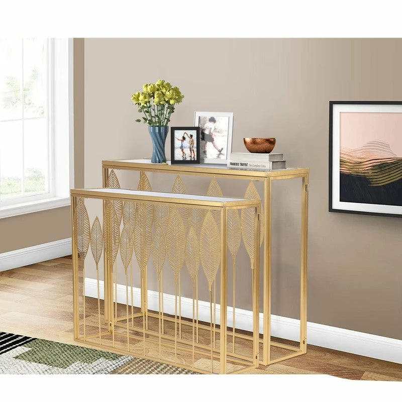 Cheap ๐ฅฐ ADECO End Table Set Of 2 Gold Leaves Accent Coffee Nightstands Stool ๐ฅฐ 7 Cheap ๐ฅฐ ADECO End Table Set Of 2 Gold Leaves Accent Coffee Nightstands Stool ๐ฅฐ - Image 5