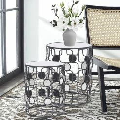 Brand new 🤩 ADECO Metal Accent Coffee Stools End Table Side Nightstand Set Of 2 ⌛