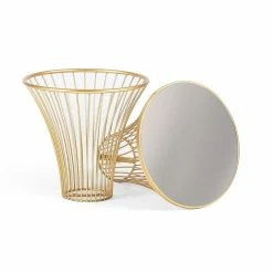 Outlet ✨ Adeco Metal End Table Drum Side Table Nightstand Accent Coffee Table 😍 -Adeco Shop ADECO Metal End Table Slim Waist Side Nightstand Accent Coffee Table 4