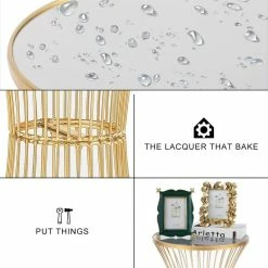 Outlet ✨ Adeco Metal End Table Drum Side Table Nightstand Accent Coffee Table 😍 -Adeco Shop ADECO Metal End Table Slim Waist Side Nightstand Accent Coffee Table 9