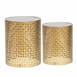 Coupon 😉 ADECO Metal End Tables Set Of 2 Gold Nesting Side Coffee Table ⭐ -Adeco Shop ADECO Metal End Tables Set of 2 Gold Nesting Side Coffee Table 6