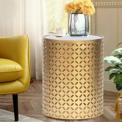 Coupon 😉 ADECO Metal End Tables Set Of 2 Gold Nesting Side Coffee Table ⭐ -Adeco Shop ADECO Metal End Tables Set of 2 Gold Nesting Side Coffee Table 9