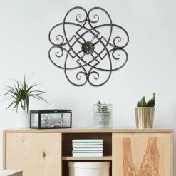 Wholesale ๐ ADECO Metal Flower Wall Decor Black Scrolled Flower Living Room Art โญ