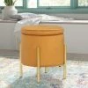 Discount 👍 ADECO Modern Upholstered Velvet Storage Ottoman Round Vanity Chair 👍 -Adeco Shop ADECO Modern Upholstered Velvet Storage Ottoman Round Vanity Chair