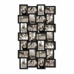 Best Pirce 🎁 ADECO Photo Frame 28 Opening Black Wood Wall Hanging Collage Clustered 👏 -Adeco Shop ADECO Photo Frame 28 Opening Black Wood Wall Hanging Collage Clustered 3