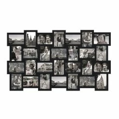 Best Pirce 🎁 ADECO Photo Frame 28 Opening Black Wood Wall Hanging Collage Clustered 👏 -Adeco Shop ADECO Photo Frame 28 Opening Black Wood Wall Hanging Collage Clustered 6