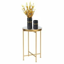Cheap ✨ Adeco Round End Table Gold Metal Side Nightstand Accent Coffee Tables - 15""(D)x 15""(W)x 25.7""(H) 🥰 12 Cheap ✨ Adeco Round End Table Gold Metal Side Nightstand Accent Coffee Tables - 15""(D)x 15""(W)x 25.7""(H) 🥰 -Adeco Shop ADECO Round End Table Gold Metal Side Nightstand Accent Coffee Tables 2