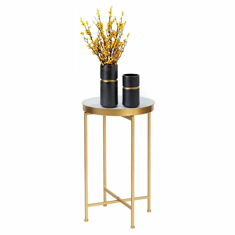 Cheap ✨ Adeco Round End Table Gold Metal Side Nightstand Accent Coffee Tables - 15""(D)x 15""(W)x 25.7""(H) 🥰 5 Cheap ✨ Adeco Round End Table Gold Metal Side Nightstand Accent Coffee Tables - 15""(D)x 15""(W)x 25.7""(H) 🥰 - Image 3