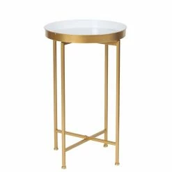 Cheap ✨ Adeco Round End Table Gold Metal Side Nightstand Accent Coffee Tables - 15""(D)x 15""(W)x 25.7""(H) 🥰 13 Cheap ✨ Adeco Round End Table Gold Metal Side Nightstand Accent Coffee Tables - 15""(D)x 15""(W)x 25.7""(H) 🥰 -Adeco Shop ADECO Round End Table Gold Metal Side Nightstand Accent Coffee Tables 3