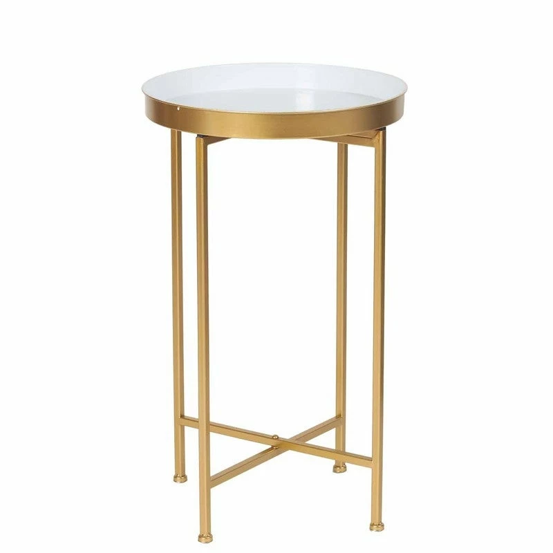 Cheap ✨ Adeco Round End Table Gold Metal Side Nightstand Accent Coffee Tables - 15""(D)x 15""(W)x 25.7""(H) 🥰 6 Cheap ✨ Adeco Round End Table Gold Metal Side Nightstand Accent Coffee Tables - 15""(D)x 15""(W)x 25.7""(H) 🥰 - Image 4