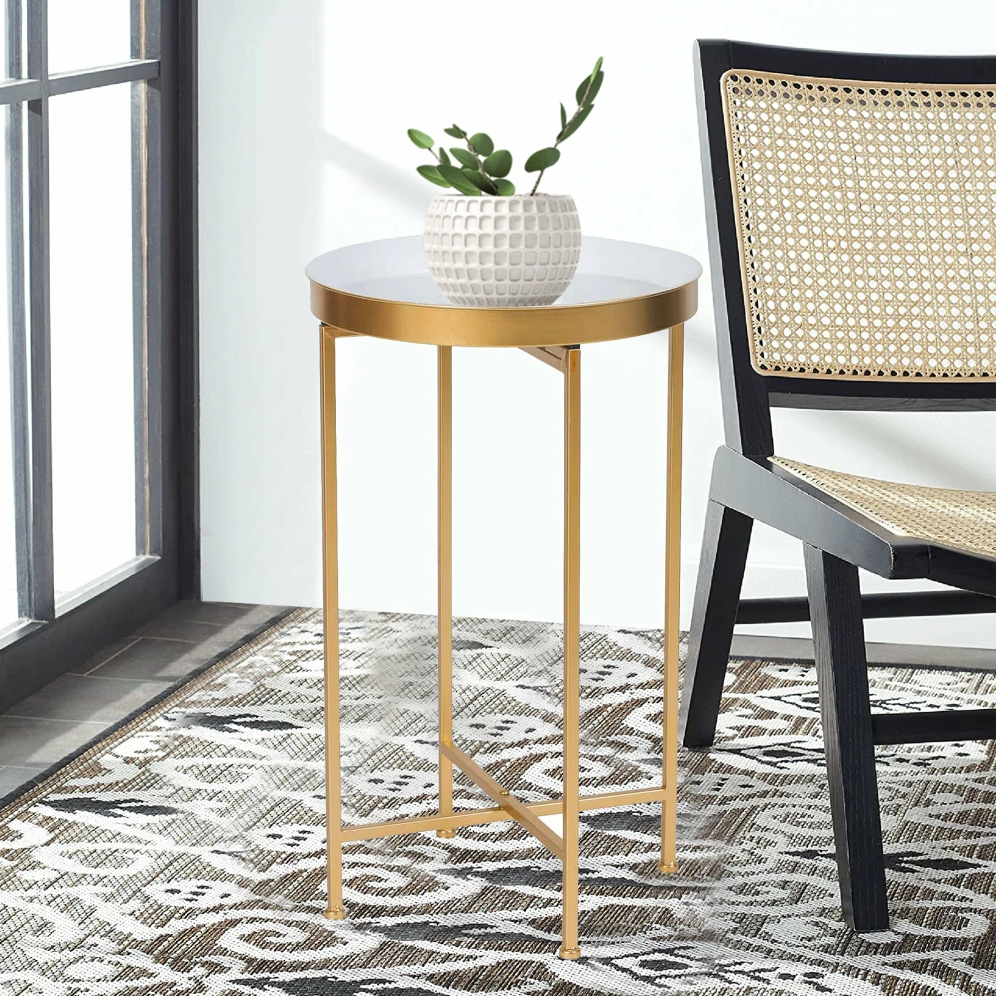 Cheap ✨ Adeco Round End Table Gold Metal Side Nightstand Accent Coffee Tables - 15""(D)x 15""(W)x 25.7""(H) 🥰 3 Cheap ✨ Adeco Round End Table Gold Metal Side Nightstand Accent Coffee Tables - 15""(D)x 15""(W)x 25.7""(H) 🥰