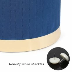 Brand new 👏 ADECO Round Velvet Storage Ottoman, Vanity Footstool (Pack Of 2) Blue 😉 -Adeco Shop ADECO Round Velvet Storage Ottoman2C Vanity Footstool 28Pack of 229 10
