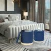 Brand new 👏 ADECO Round Velvet Storage Ottoman, Vanity Footstool (Pack Of 2) Blue 😉 -Adeco Shop ADECO Round Velvet Storage Ottoman2C Vanity Footstool 28Pack of 229