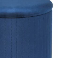 Brand new 👏 ADECO Round Velvet Storage Ottoman, Vanity Footstool (Pack Of 2) Blue 😉 -Adeco Shop ADECO Round Velvet Storage Ottoman2C Vanity Footstool 28Pack of 229 7