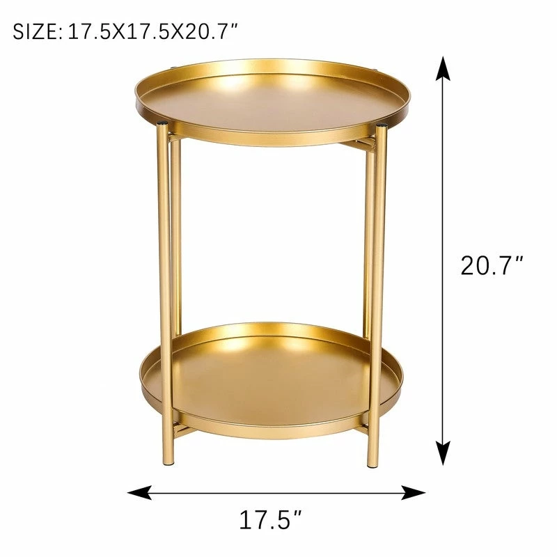 Deals ๐ Adeco Side Table 2-Tier Metal Round End Table With Removable Tray - 17.5""(D)x 17.5""(W)x 20.7""(H) ๐ 6 Deals ๐ Adeco Side Table 2-Tier Metal Round End Table With Removable Tray - 17.5""(D)x 17.5""(W)x 20.7""(H) ๐ - Image 4