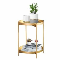 Deals ๐ Adeco Side Table 2-Tier Metal Round End Table With Removable Tray - 17.5""(D)x 17.5""(W)x 20.7""(H) ๐ 14 Deals ๐ Adeco Side Table 2-Tier Metal Round End Table With Removable Tray - 17.5""(D)x 17.5""(W)x 20.7""(H) ๐ -Adeco Shop ADECO Side Table 2 Tier Metal Round End Table with Removable Tray 4
