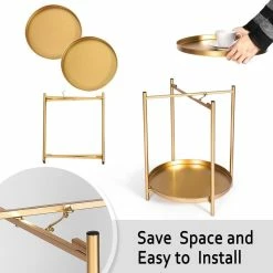 Deals ๐ Adeco Side Table 2-Tier Metal Round End Table With Removable Tray - 17.5""(D)x 17.5""(W)x 20.7""(H) ๐ 15 Deals ๐ Adeco Side Table 2-Tier Metal Round End Table With Removable Tray - 17.5""(D)x 17.5""(W)x 20.7""(H) ๐ -Adeco Shop ADECO Side Table 2 Tier Metal Round End Table with Removable Tray 5