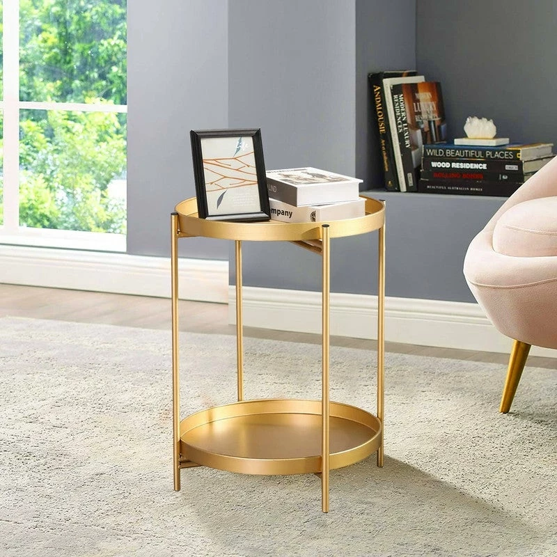 Deals ๐ Adeco Side Table 2-Tier Metal Round End Table With Removable Tray - 17.5""(D)x 17.5""(W)x 20.7""(H) ๐ 3 Deals ๐ Adeco Side Table 2-Tier Metal Round End Table With Removable Tray - 17.5""(D)x 17.5""(W)x 20.7""(H) ๐