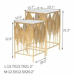 Outlet 🔥 ADECO Square End Table Leaves Metal Coffee Accent Nightstand Set Of 2 🛒 16 Outlet 🔥 ADECO Square End Table Leaves Metal Coffee Accent Nightstand Set Of 2 🛒 -Adeco Shop ADECO Square End Table Leaves Metal Coffee Accent Nightstand Set of 2 2