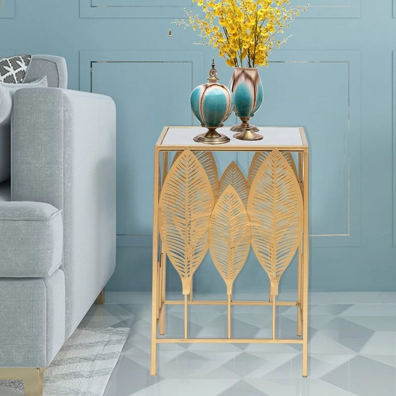 Outlet 🔥 ADECO Square End Table Leaves Metal Coffee Accent Nightstand Set Of 2 🛒 3 Outlet 🔥 ADECO Square End Table Leaves Metal Coffee Accent Nightstand Set Of 2 🛒