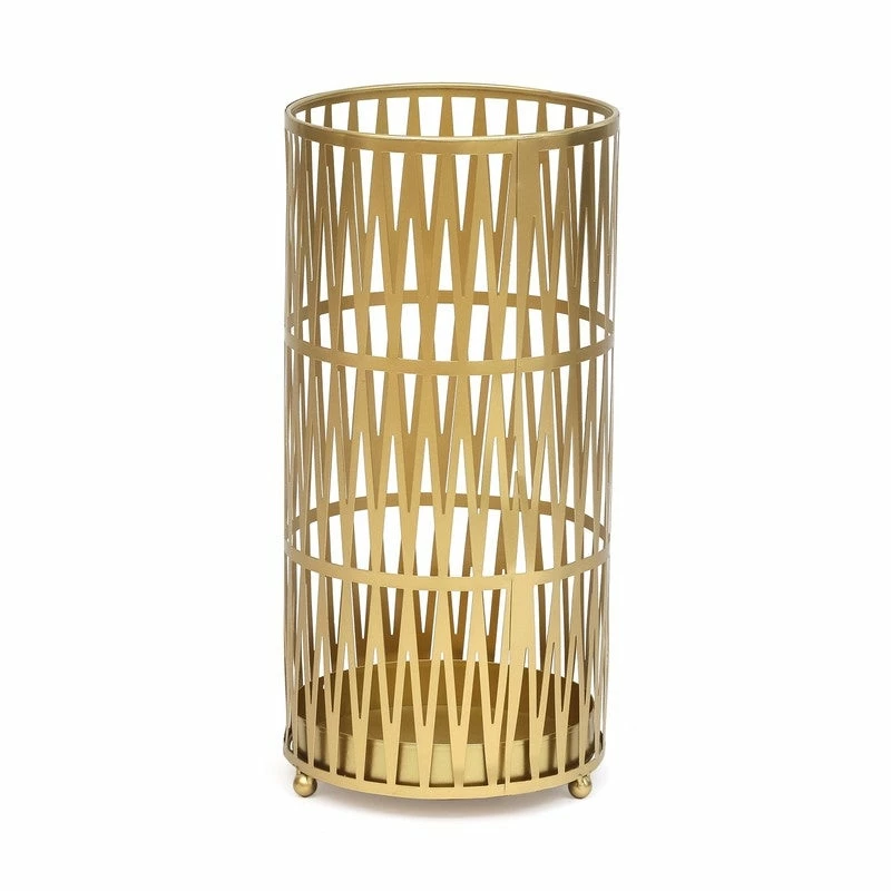Outlet 😀 ADECO Stand Gold Round RackMetal Umbrella Cane Walk Stick Drip Tray 🔔 4 Outlet 😀 ADECO Stand Gold Round RackMetal Umbrella Cane Walk Stick Drip Tray 🔔 - Image 2