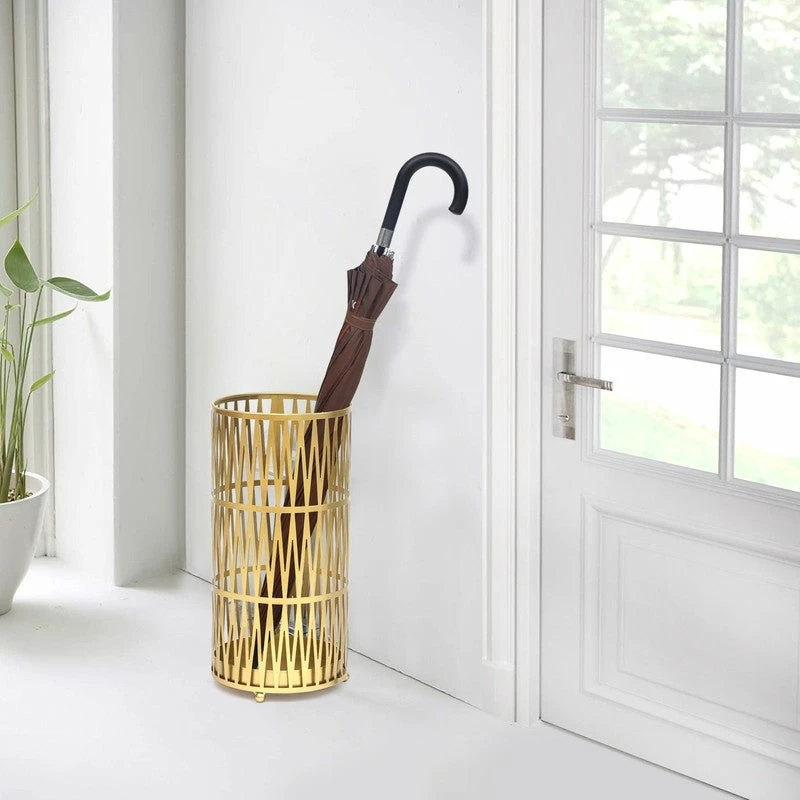 Outlet 😀 ADECO Stand Gold Round RackMetal Umbrella Cane Walk Stick Drip Tray 🔔 3 Outlet 😀 ADECO Stand Gold Round RackMetal Umbrella Cane Walk Stick Drip Tray 🔔