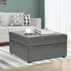 Top 10 ⭐ ADECO Storage Ottoman Square Bench Tufted Footrest For Living Room Velvet Grey 🎁 -Adeco Shop ADECO Storage Ottoman Square Bench Tufted Footrest for Living Room 13