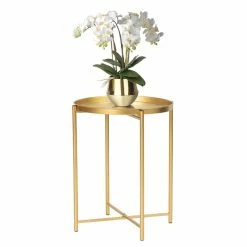 Brand new ๐ Adeco Gold End Table Metal Waterproof Snack Beside Table Accent Coffee Table - 16.9""(D)x 16.9""(W)x 20.5""(H) ๐งจ 21 Brand new ๐ Adeco Gold End Table Metal Waterproof Snack Beside Table Accent Coffee Table - 16.9""(D)x 16.9""(W)x 20.5""(H) ๐งจ -Adeco Shop ADECO Tray End Table Gold Metal Side Small Accent Coffee Nightstand 1