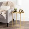 Brand new 🎉 Adeco Gold End Table Metal Waterproof Snack Beside Table Accent Coffee Table - 16.9""(D)x 16.9""(W)x 20.5""(H) 🧨 -Adeco Shop ADECO Tray End Table Gold Metal Side Small Accent Coffee Nightstand