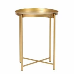 Brand new ๐ Adeco Gold End Table Metal Waterproof Snack Beside Table Accent Coffee Table - 16.9""(D)x 16.9""(W)x 20.5""(H) ๐งจ 24 Brand new ๐ Adeco Gold End Table Metal Waterproof Snack Beside Table Accent Coffee Table - 16.9""(D)x 16.9""(W)x 20.5""(H) ๐งจ -Adeco Shop ADECO Tray End Table Gold Metal Side Small Accent Coffee Nightstand 4