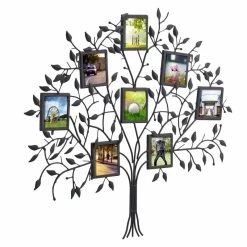 Coupon 👏 ADECO Tree Photo Frame Black Metal Wall Hanging Collage Pics 8-Opening 🥰 -Adeco Shop ADECO Tree Photo Frame Black Metal Wall Hanging Collage Pics 8 Opening 2