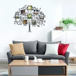 Coupon ๐ ADECO Tree Photo Frame Black Metal Wall Hanging Collage Pics 8-Opening ๐ฅฐ