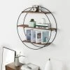 Cheap 🤩 ADECO Wall Shelf Round Floating Shelves Sturdy Wood Metal Stand Decor 💯 -Adeco Shop ADECO Wall Shelf Round Floating Shelves Sturdy Wood Metal Stand Decor