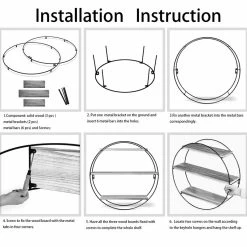 Cheap 🤩 ADECO Wall Shelf Round Floating Shelves Sturdy Wood Metal Stand Decor 💯 -Adeco Shop ADECO Wall Shelf Round Floating Shelves Sturdy Wood Metal Stand Decor 9