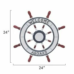 Best Sale ⌛ ADECO Wooden Boat Anchor Crossbar Ship Steering Wheel Wall Decor Beach 👍 -Adeco Shop ADECO Wooden Boat Anchor Crossbar Ship Steering Wheel Wall Decor Beach 2